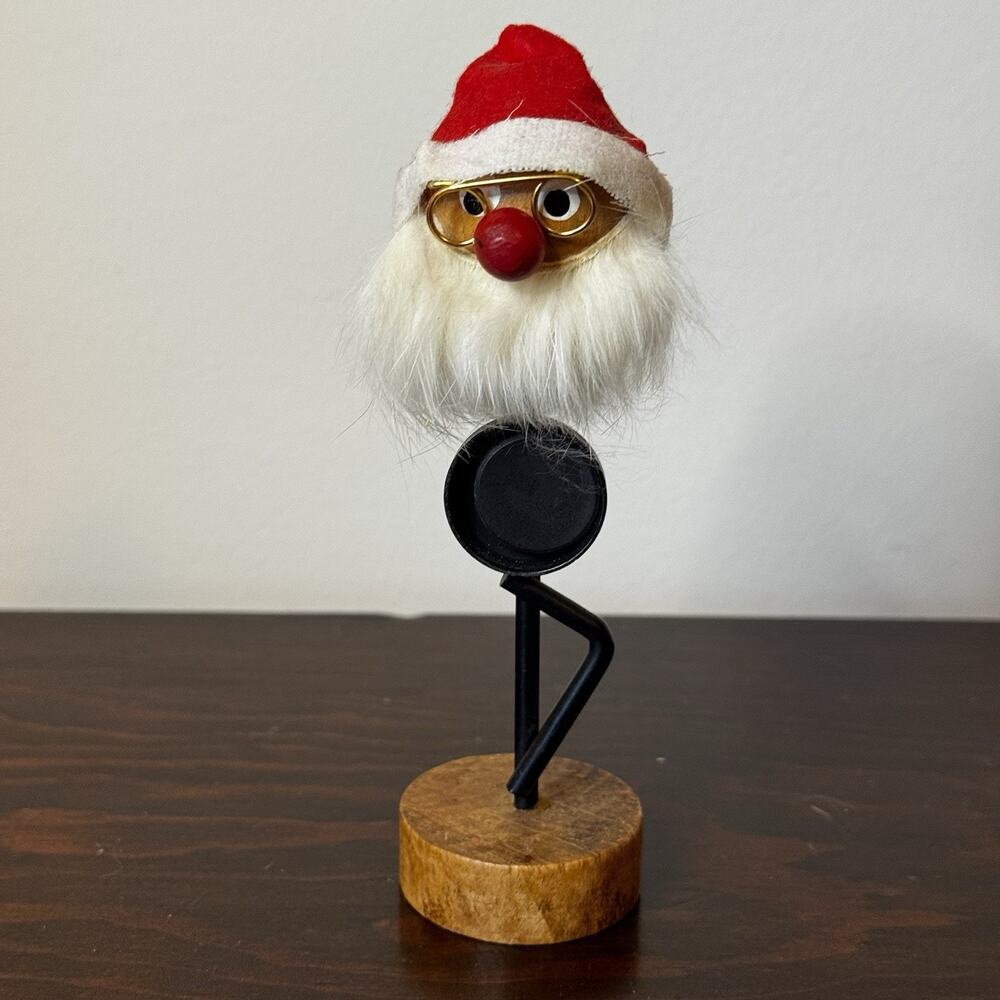 Vintage Kurt S Adler Santa Claus Sculpture Primitive Christmas Wood Metal Japan
